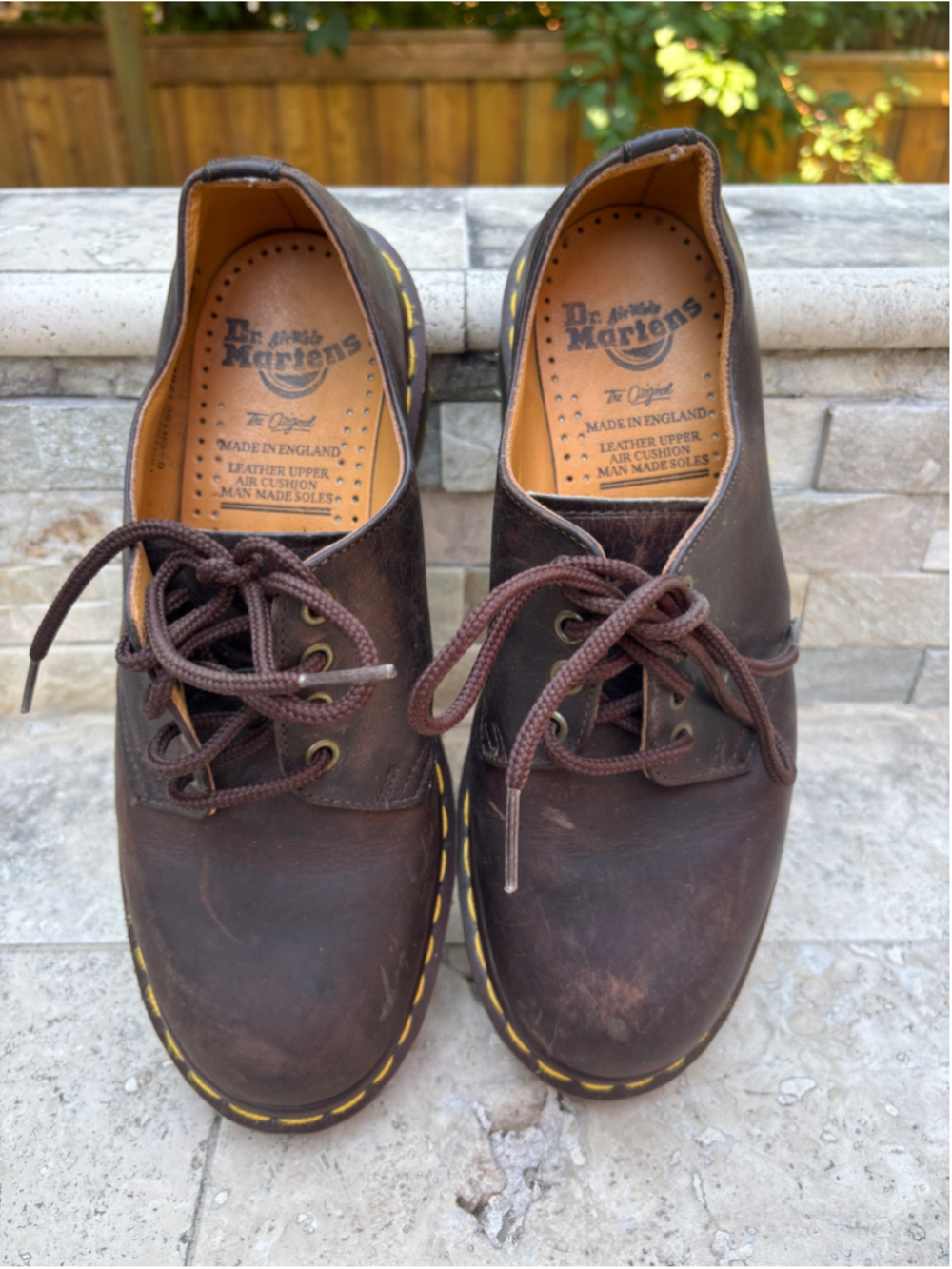 Vintage Made in England Dr. Martens 4-Eye Leather Oxford Shoes Size 7 Brown